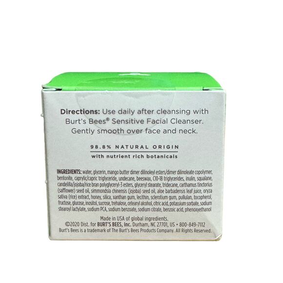 Burt's Bees Calming Night Cream With Aloe & Rice Milk 1.8 Oz Sensitive Solution - Picture 3 of 4